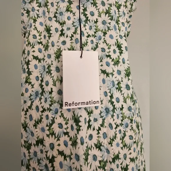 Reformation NWT Green Floral Midi Dress Sz XL - Picture 14 of 14